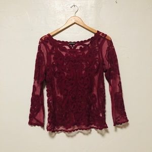 Express Maroon Lace Top